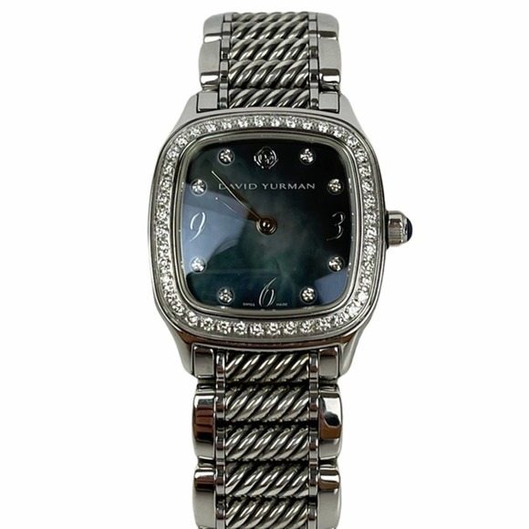 David Yurman Thoroughbred Diamond Black Mother of Pearl Stainless Steel Watch - Picture 2 of 7